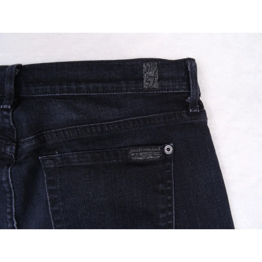 7 For All Mankind Womens Jeans Size 27 Black Denim The Relax Skinny Mid Rise‎